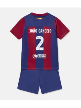 Billige Barcelona Joao Cancelo #2 Hjemmedraktsett Barn 2023-24 Kortermet (+ Korte bukser)